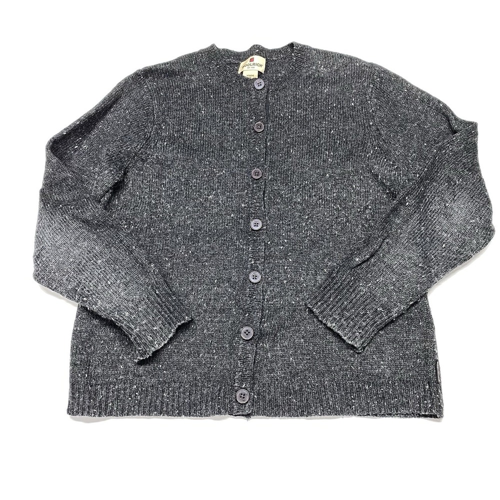 Woolrich Vintage 90s Women's Gray Speckled Knit Cardigan Sweater Size M